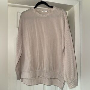 Tres Bien Ribbed Textured Beige Pullover